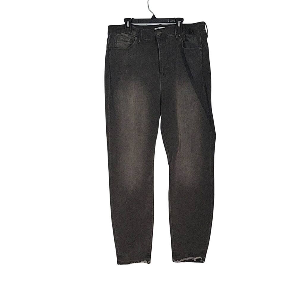 GOOD AMERICAN Good‎ legs Gray Wash Denim Jeans Distressed Hem Casual Everyday